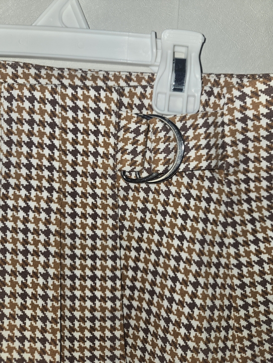 Houndstooth Pleated Skirt - Browns/White - Picture 2 of 5